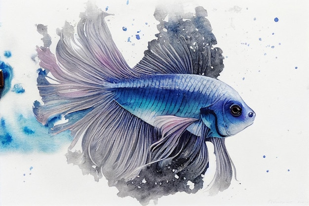 Ilustrador de peixe betta tinta aquarela