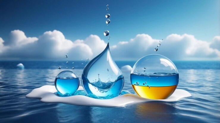Ilustrar un icono 3D que representa la contaminación del agua
