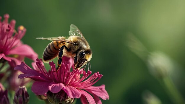 Ilustrar el mutualismo entre una abeja y una flor en flor