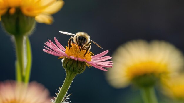 Ilustrar o mutualismo entre uma abelha e uma flor em flor