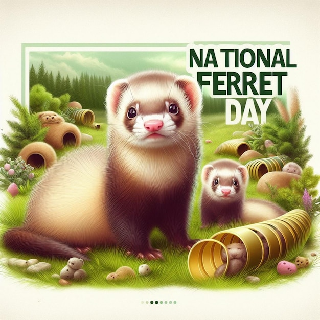 Ilustrar o Vector National Ferret Day Post para as mídias sociais