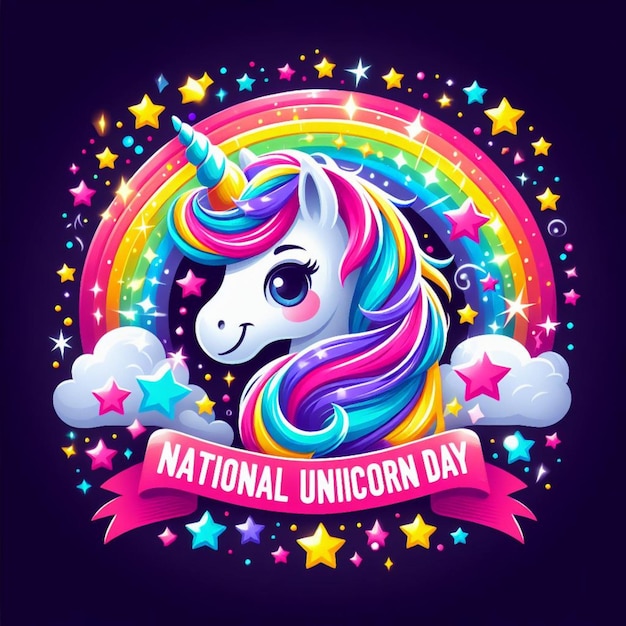 Foto ilustrar o vector national unicorn day post para as mídias sociais