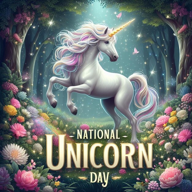 Ilustrar el post del Día Nacional del Unicornio de Vector para las redes sociales