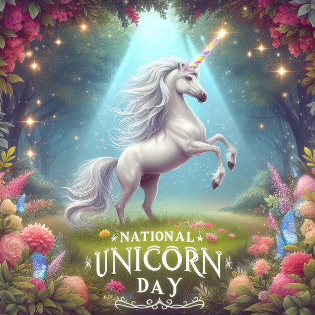 Ilustrar el post del Día Nacional del Unicornio de Vector para las redes sociales