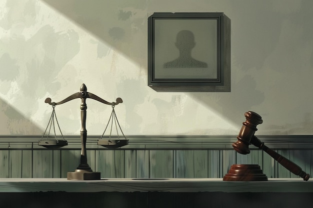 Ilustrar um cartaz minimalista para um tribunal