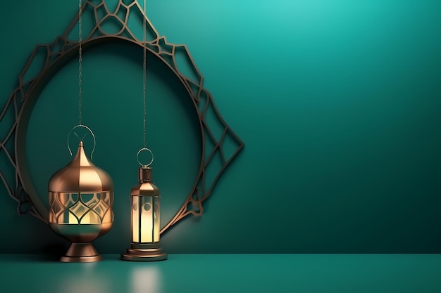 Ilustration islamische Laterne steht mit Kerzenlicht Ramadan Kareem Hintergrund Generierte KI