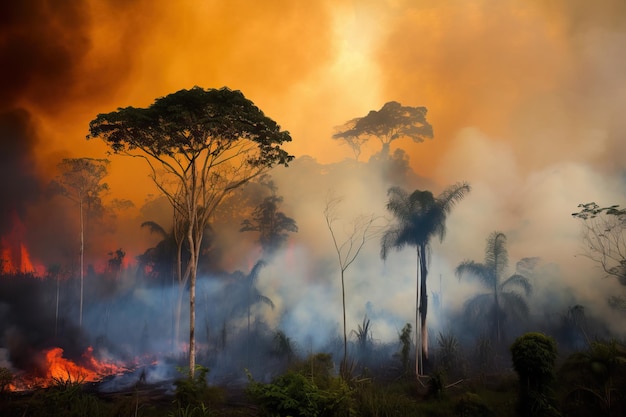 Im Amazonas brennt ein Feuer im Amazonas-Regenwald.