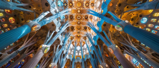 Foto im frühling in barcelona, spanien, kann man die kathedrale der sagrada familia sehen