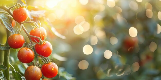 Im Garten hält ein grüner Strauch üppige rote Tomaten Generative Ai