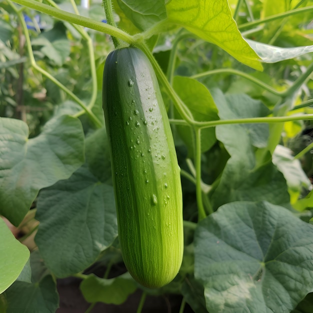 Im Garten wachsen unter anderem Gurken