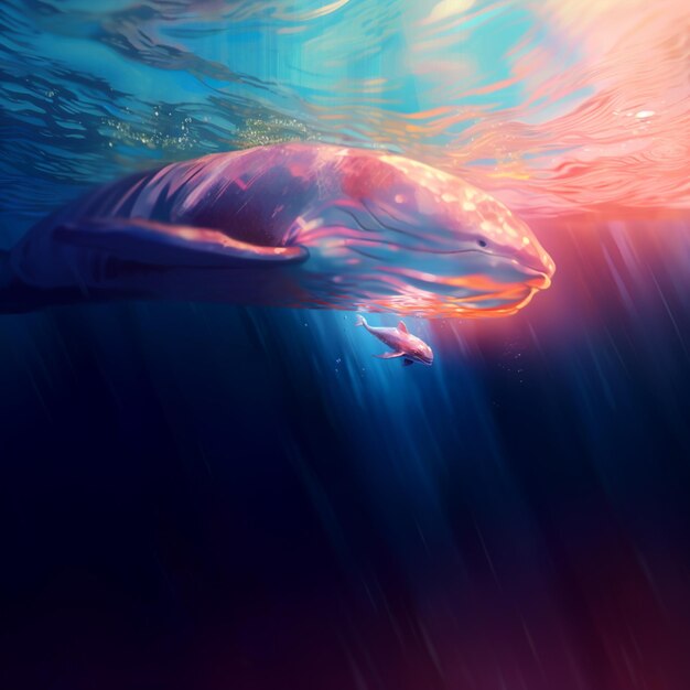 Im Ozean schwimmt ein Delphin unter Wasser