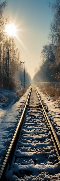 Im Schnee ist eine Bahnstrecke zu sehen.