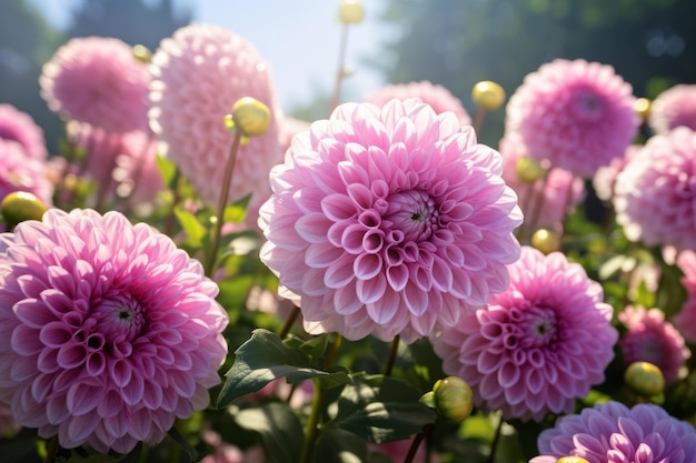 Foto im sommer blühen auffällige dahlien zur hausdekoration