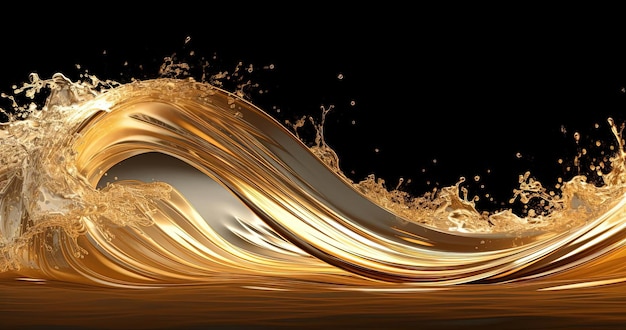 Im Stil vielschichtiger Collagen bewegt sich eine goldene Welle im Wasser