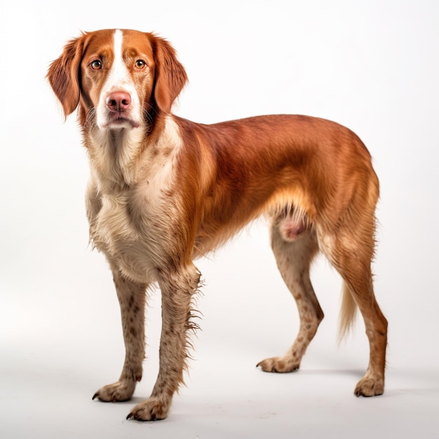 Im Studio steht ein Hund mit weißem Hintergrund und generativer KI