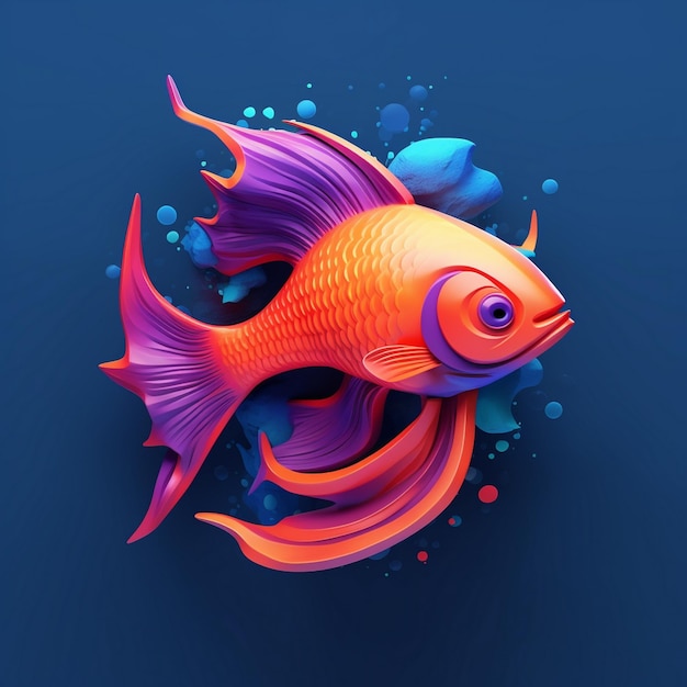 Im Wasser befindet sich ein Fisch mit orange-violetter Färbung.