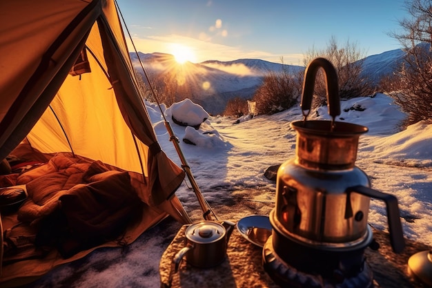 Im Winter in Zelten im Freien leben