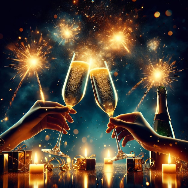 Imagem 3D de Champagne Euphoria isolada com tatuagem de fogos de artifício