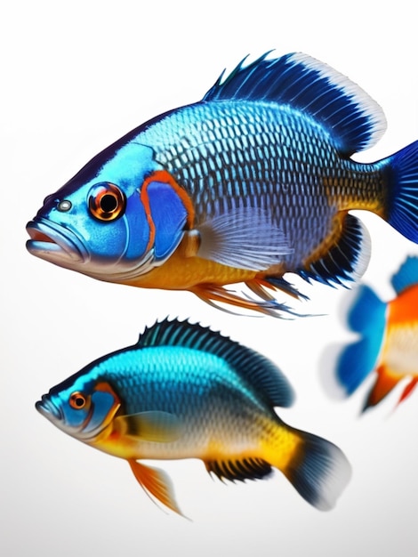 Foto imagem 3d de um belo peixe em fundo branco