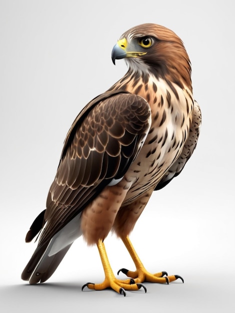 Imagem 3D de um pássaro falcão em fundo branco