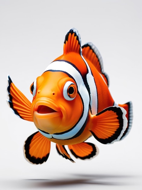 Imagem 3D de um peixe-palhaço em fundo branco