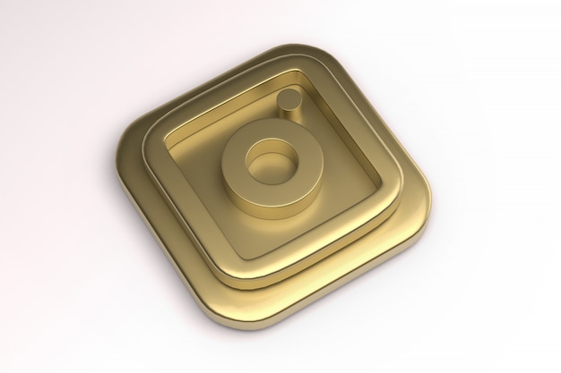Imagem 3d ouro render do logotipo do Instagram