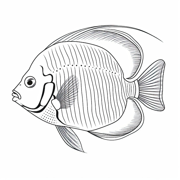 Foto imagem a colorir em preto e branco de um peixe-anjo imperador