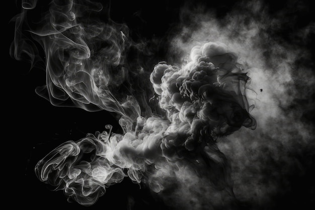 Imagem abstrata de fumaça em fundo pretoGenerative AI
