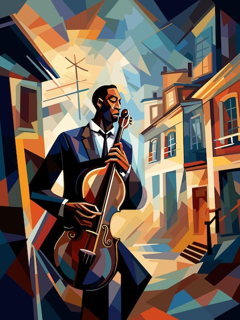 Imagem abstrata de músicos de jazz nas ruas de Nova Orleans