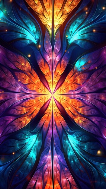 Imagem abstrata de uma flor colorida com uma estrela no meio generativo ai