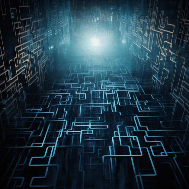 Imagem abstrata do labirinto composto de gráficos financeiros e dados para simbolizar o complexo mundo das finanças