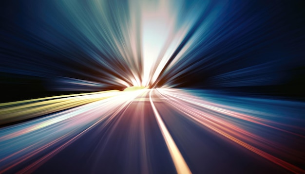 Foto imagem abstrata do movimento de velocidade na estrada em fundo escuro