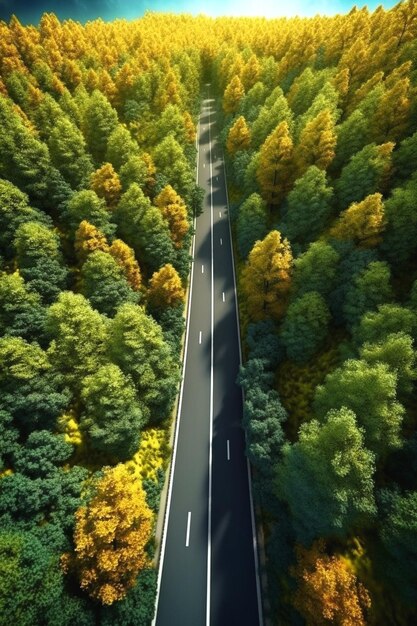 imagem aérea da estrada de outono