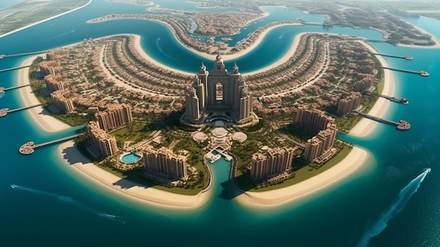 Imagem aérea de Dubai Emirados Árabes Unidos Generative AI