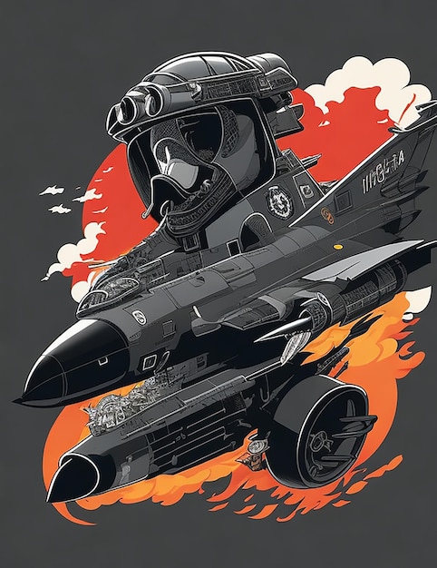 Imagem Ai colorida do F15 Aeroplan para design de camiseta