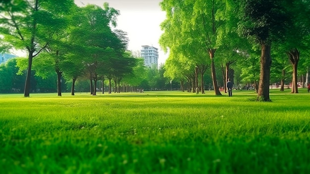 Imagem ampla do banner do espaço verde na cidade urbana Generative AI