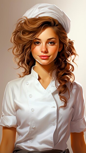 Imagem animada de uma bela e radiante cozinheira