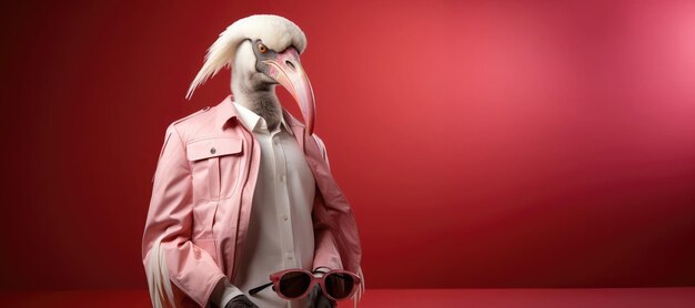 imagem antropomórfica de um pelicano para um banner publicitário