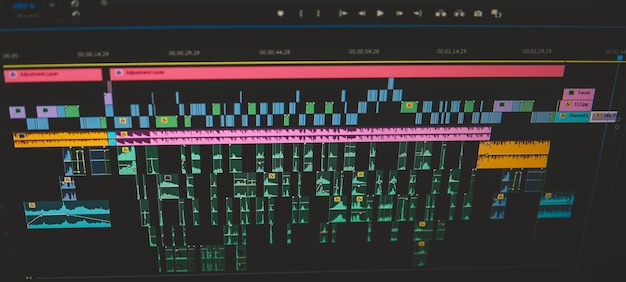 Imagem aproximada do processo de edição de vídeo