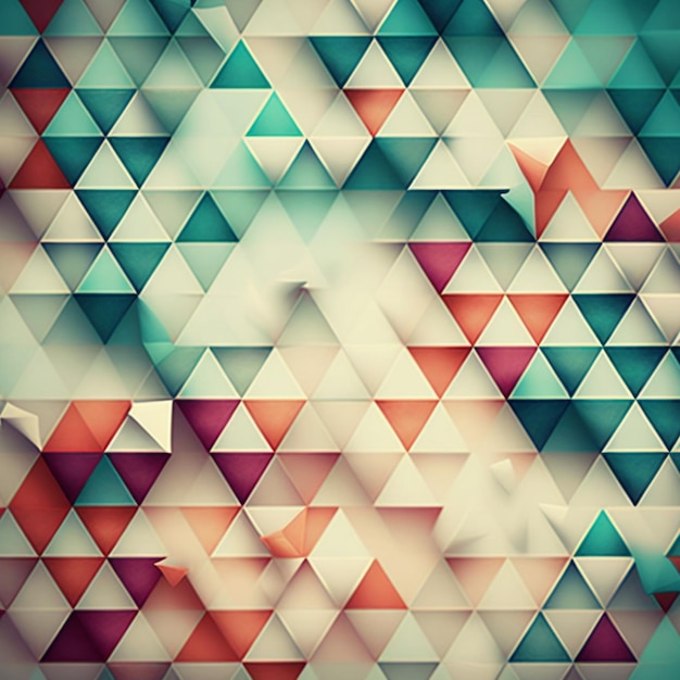 imagem arafada de um fundo colorido com triângulos e um homem generativo ai