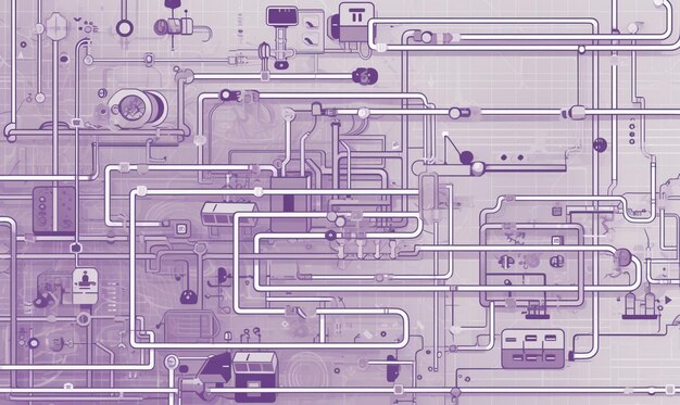 imagem arafada de um fundo roxo e branco com tubos e válvulas generativos ai