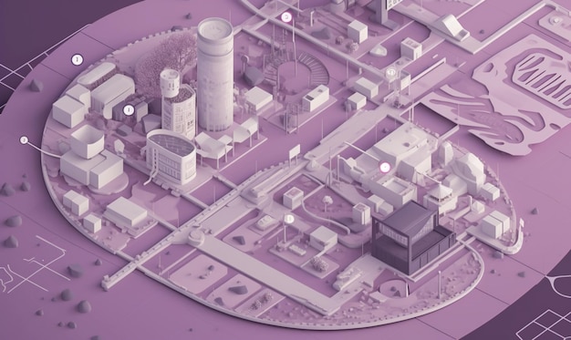 imagem arafada de uma cidade com muitos prédios e muitos prédios IA generativa