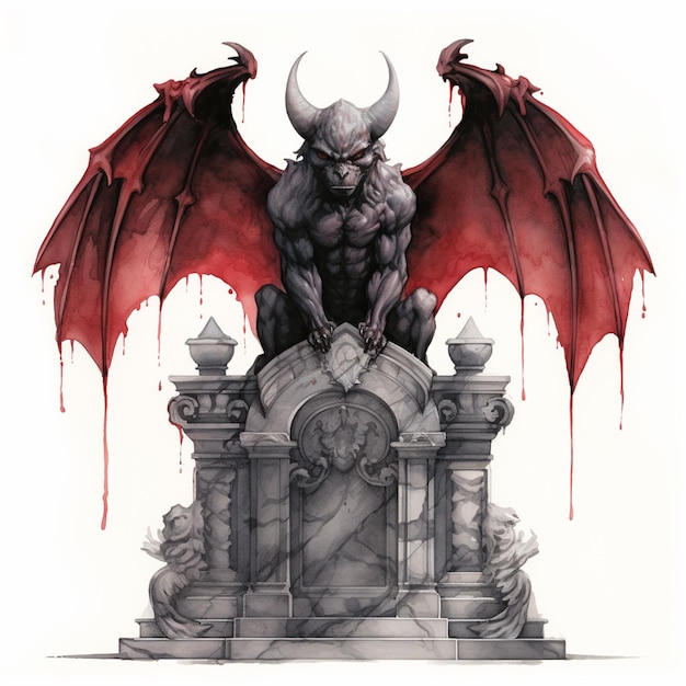 imagem arafada de uma estátua de um demônio com uma face demoníaca generativa ai