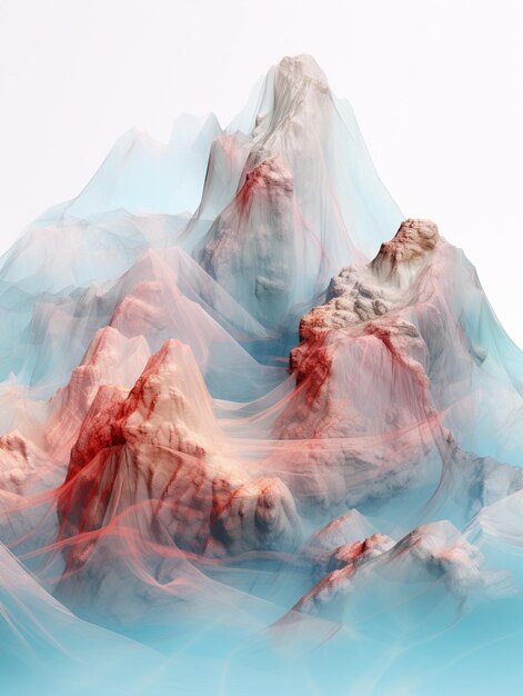 imagem arafada de uma montanha com uma linha vermelha nela generativa ai
