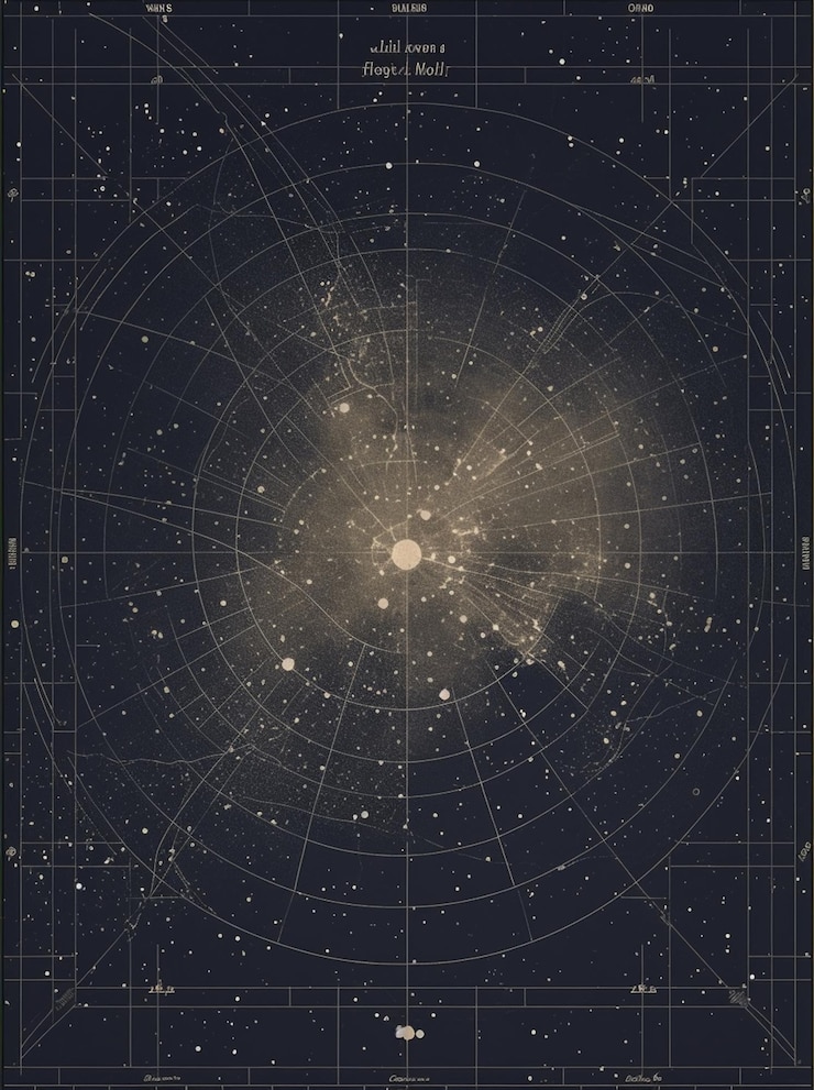 Foto imagem arafed de um mapa do céu noturno com estrelas generativas ai