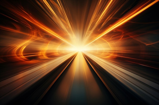 Imagem Arafed de um trem viajando através de um túnel com um gerador de luz brilhante