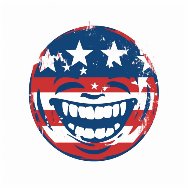 Foto imagem arafed de uma bandeira americana sorridente com um grande sorriso generativo ai