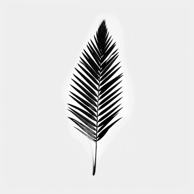 Imagem Arafed de uma folha de palmeira preto e branco em um fundo branco generativo ai