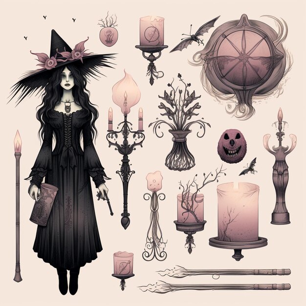 imagem arrafada de uma bruxa com uma vassoura generativa ai