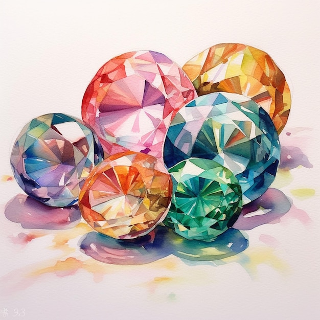 imagem arrafada de uma pintura de um monte de diamantes coloridos generativo ai